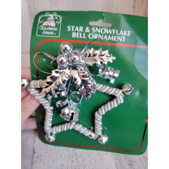 Star silver blue snowflake bells ornament‎ Xmas set - Picture 5 of 6